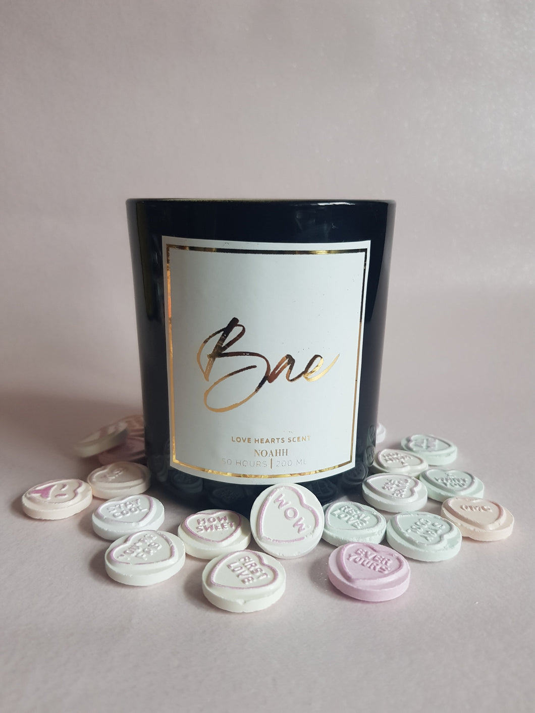 Love hearts scented candle