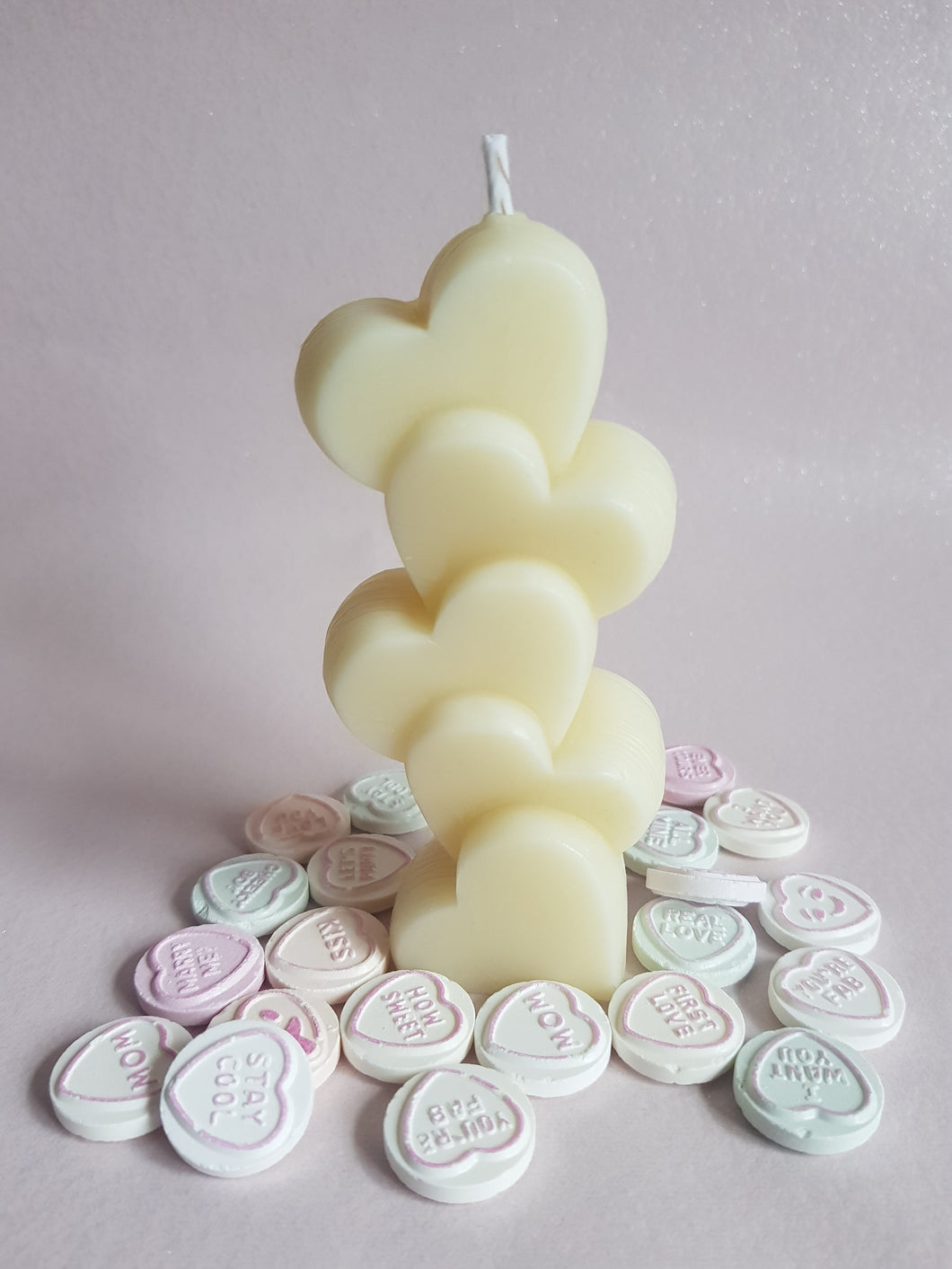 Love Hearts scented naked candle